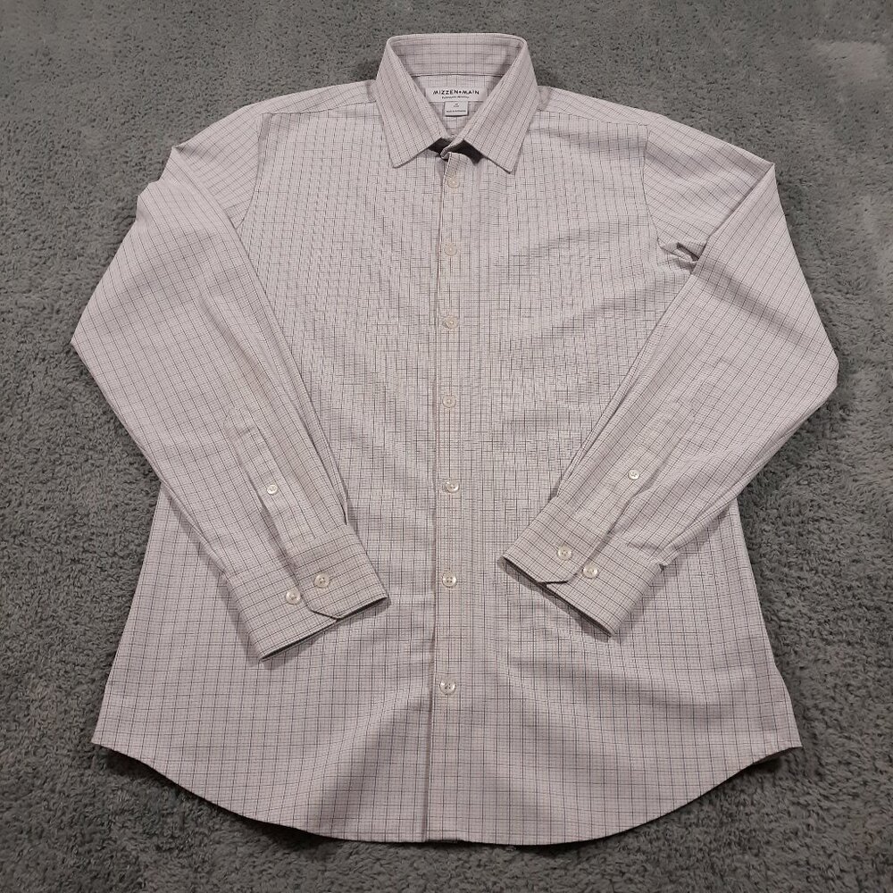 Mizzen+Main Button Up Shirt Mens M‎ Trim Fit Stretch Preppy White Performance